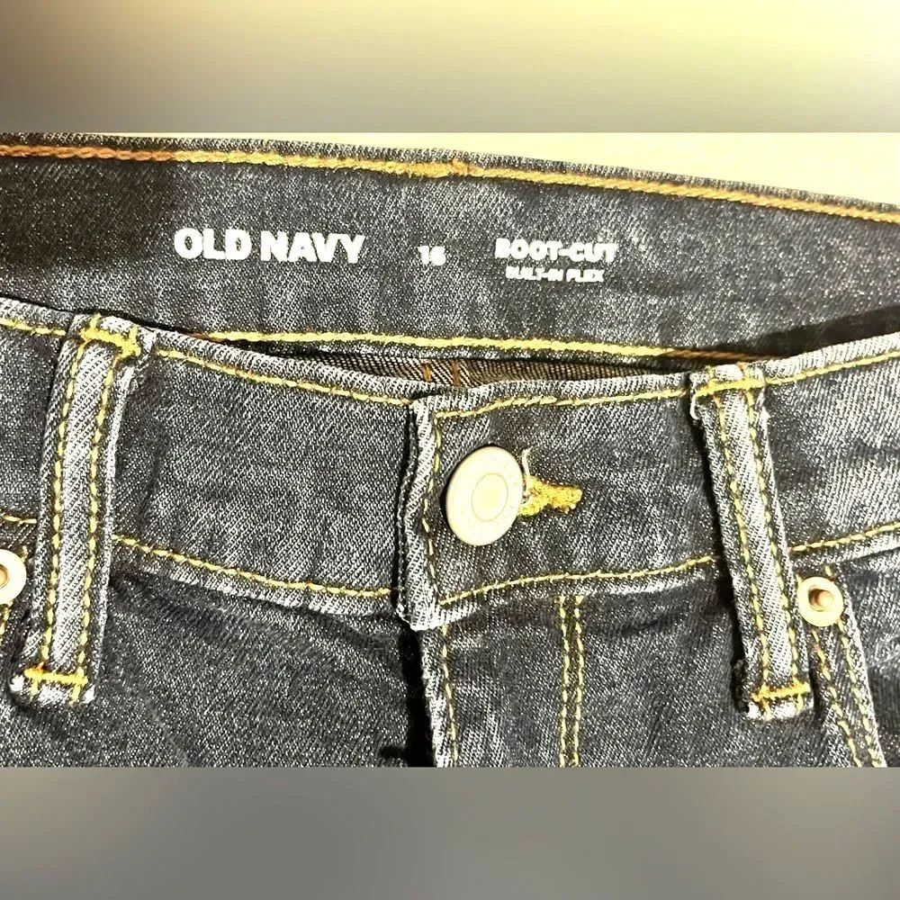 Old Navy Kids Dark Blue Bootcut Built-In Flex Adjustable Waist Blue Jeans Sz 16